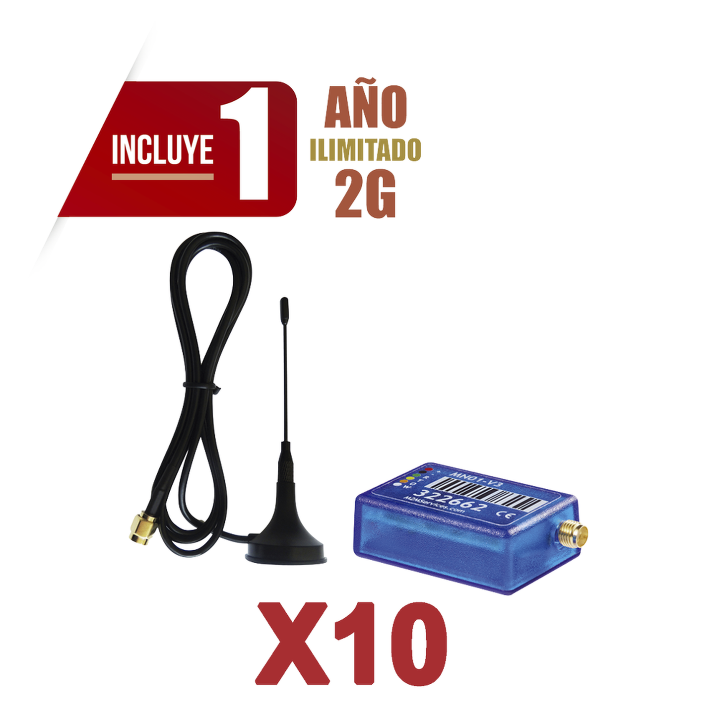 Kit De 10 Comunicadores De Alarma Mini012G Con Antena 2G / Incluyen 1 Año De Cobertura / Aplicación Gratuita / Cero Configuración / Compatible Honeywell/Dsc/Crow/Pima