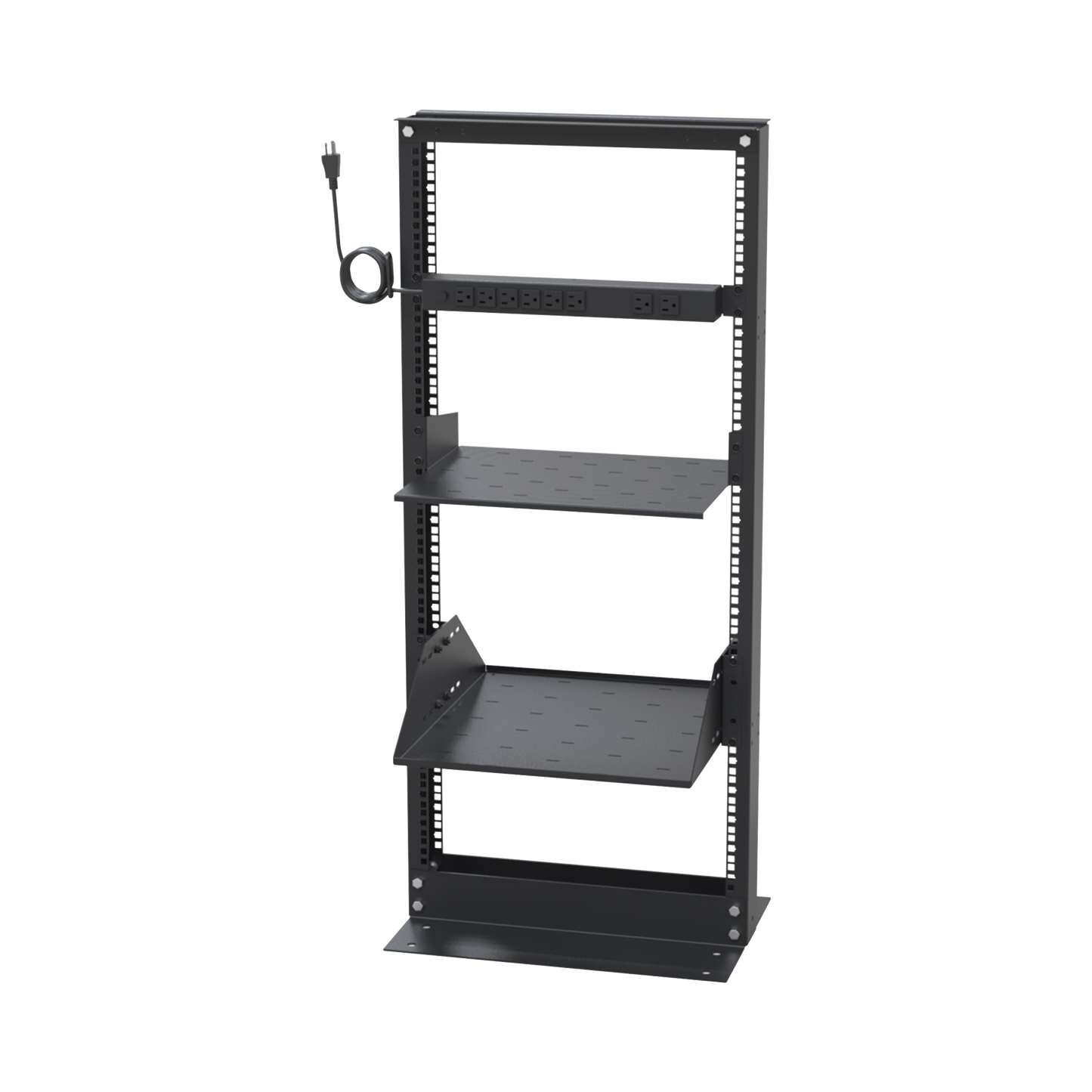 Kit De Rack Estándar 19", 24 Ur Con 2 Charolas Y Pdu (8 Tomas). Ideal Para Ups Y Servidores Tipo Torre.