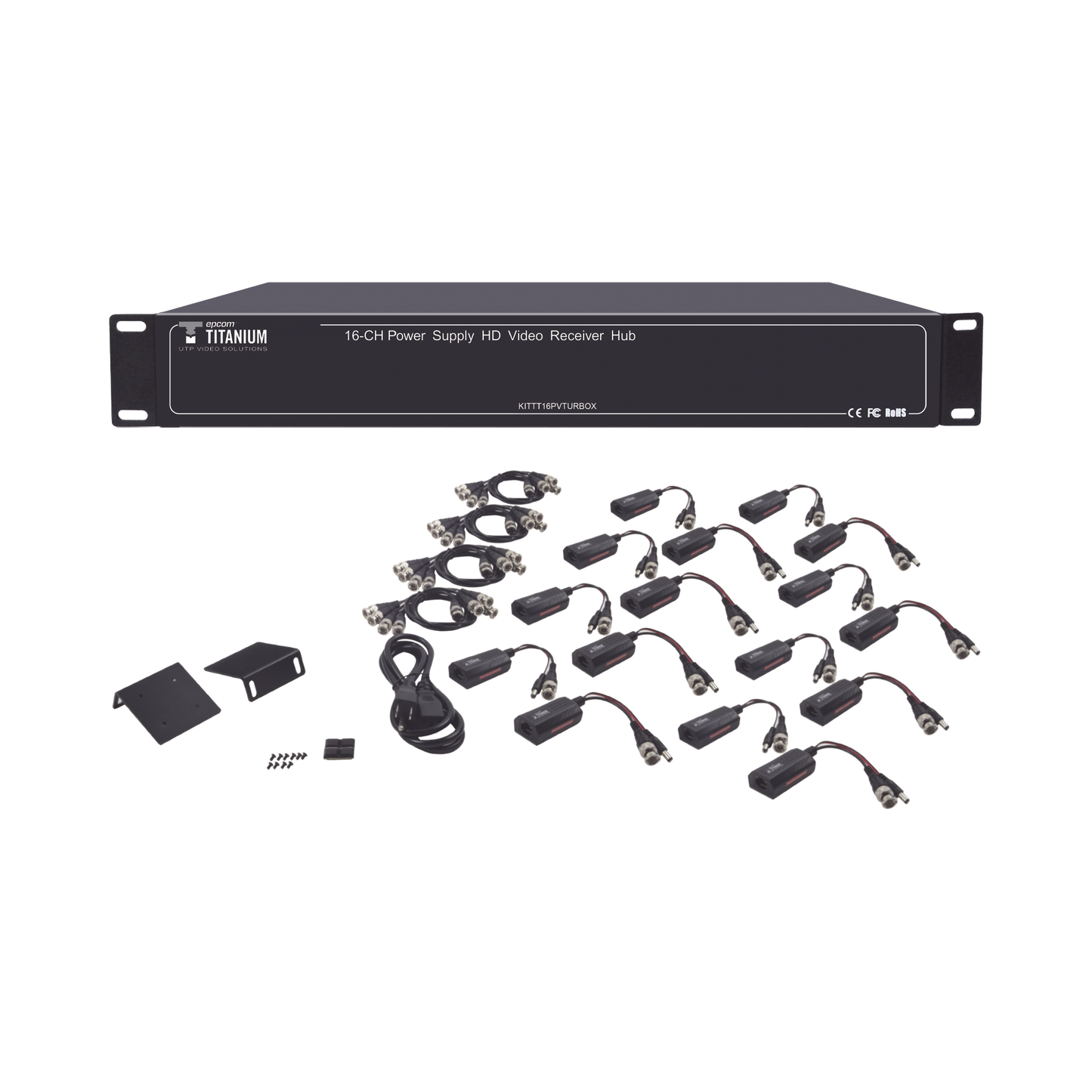 150 Metros En 4K , 200 Metros En 5Mp , Video+Poder / 16 Canales / Todo Incluido Para Rack / Para Transmisión De Alimentación ( De 36 Vcd A 12 Vcd) Y Video (Hd-Tvi) / 4K / Sin Ruido / Instalación Limpia