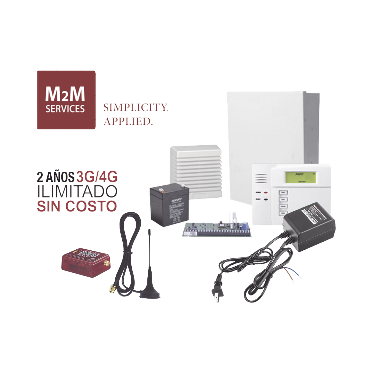 (2 Años 4G Ilimitado Incluido) Kit Vista48La,Teclado 6150, Comunicador Mn02Ltemv3 Transformador, Bateria Y Sirena De 15 Watts