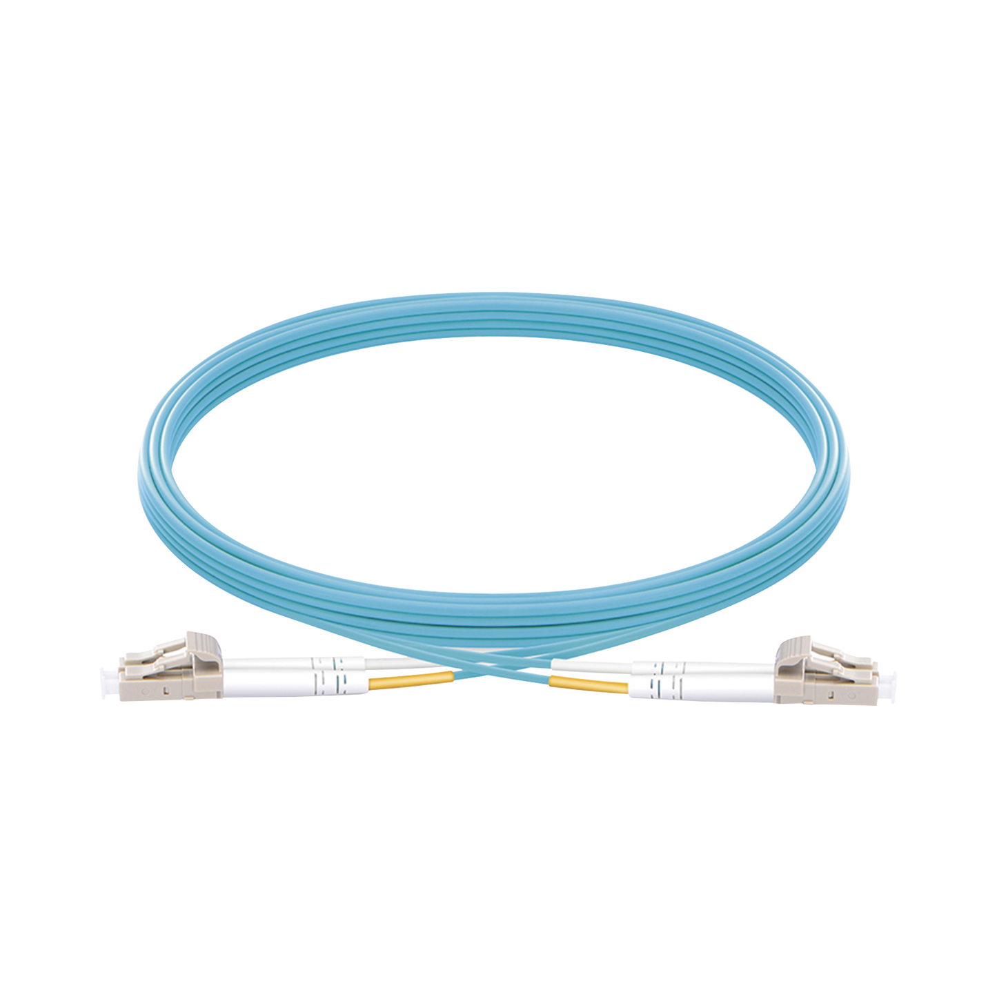 Jumper De Fibra Óptica Multimodo Om3 50/125 Lc-Lc Ofnr (Riser), 2.0 Mm, Dúplex, Aqua, 5 Metros