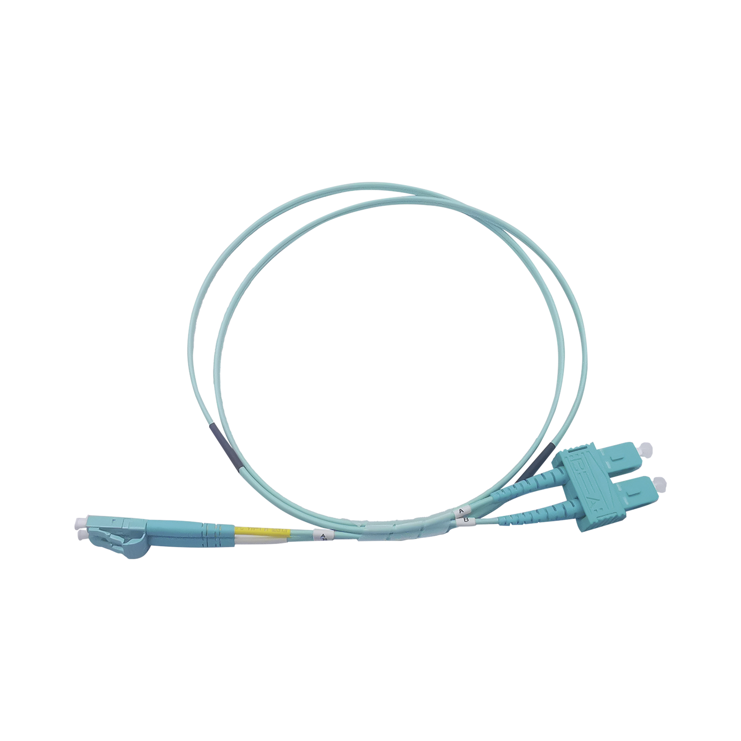 Jumper De Fibra Óptica Multimodo Om3 50/125 Lc-Sc Ofnr (Riser), 2.0 Mm, Dúplex, Aqua, 3 Metros