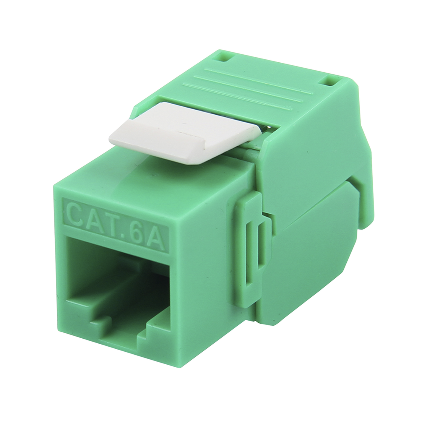 Módulo Jack Keystone Cat6A (toolless), con terminación en ángulo 180 º Color Verde, Compatible con Faceplate y Patchpanel Linkedpro