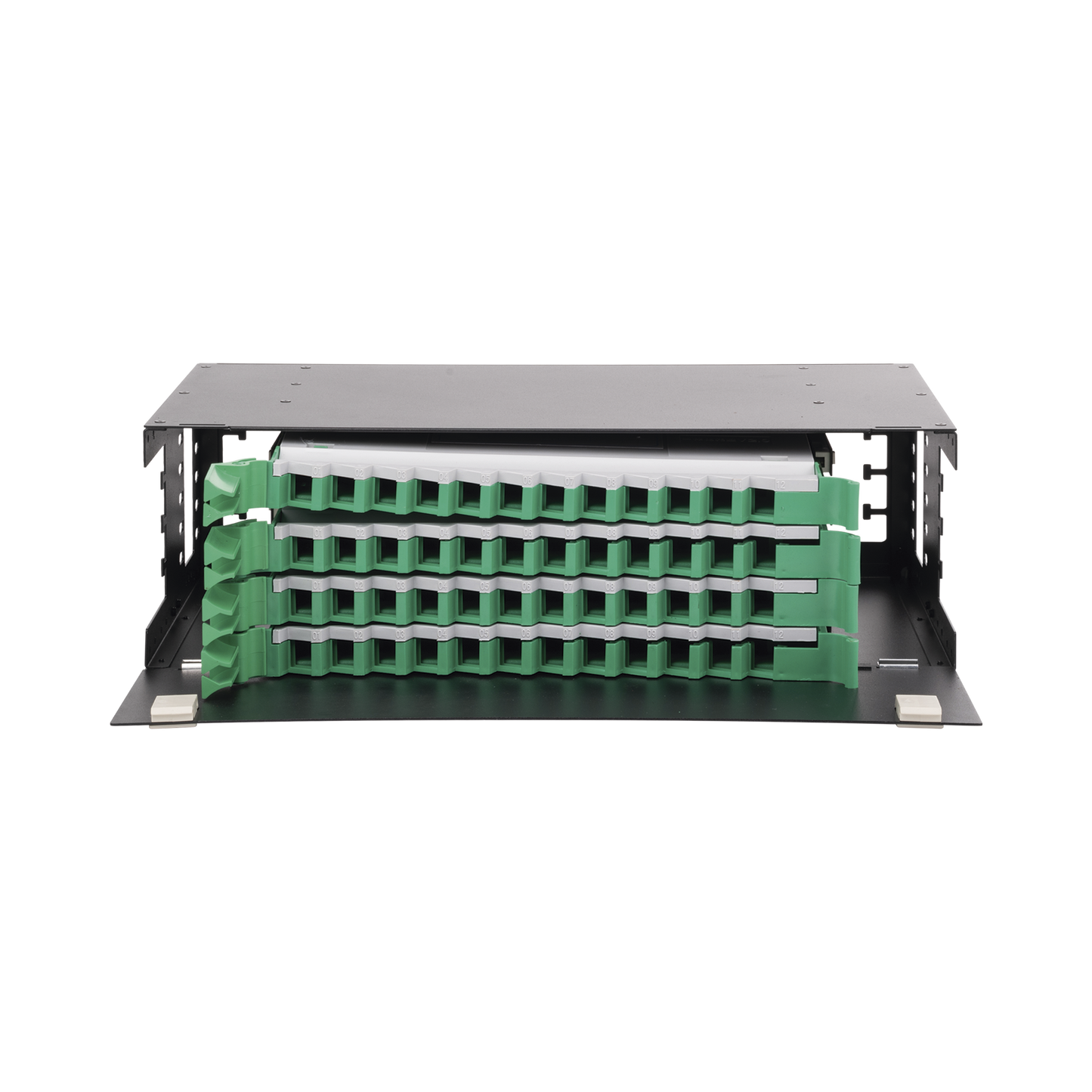 Distribuidor De Fibra Óptica Con Bandejas Deslizables, Vacío, 19In, Acepta 48 Adaptadores "Lc Duplex" O "Lc Simplex" O 48 "Sc" Simplex, 3U