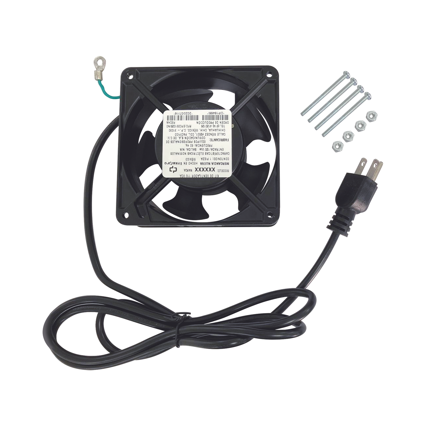 Ventilador 110 Vca De 12 X 12 Cm Con Cable Y Clavija.