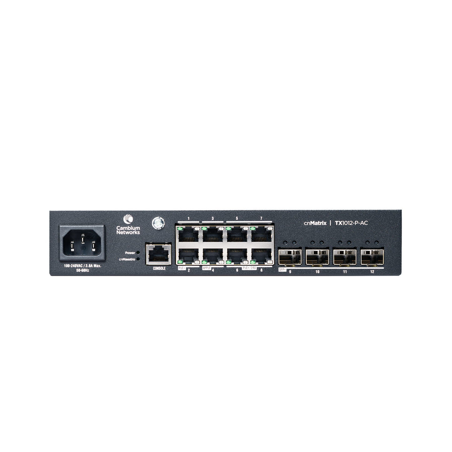 Switch cnMatrix WISP TX1012-AC-P de 8 puertos PoE y 4 SFP+, 200 W, Capa 2, gestión gratuita desde la nube