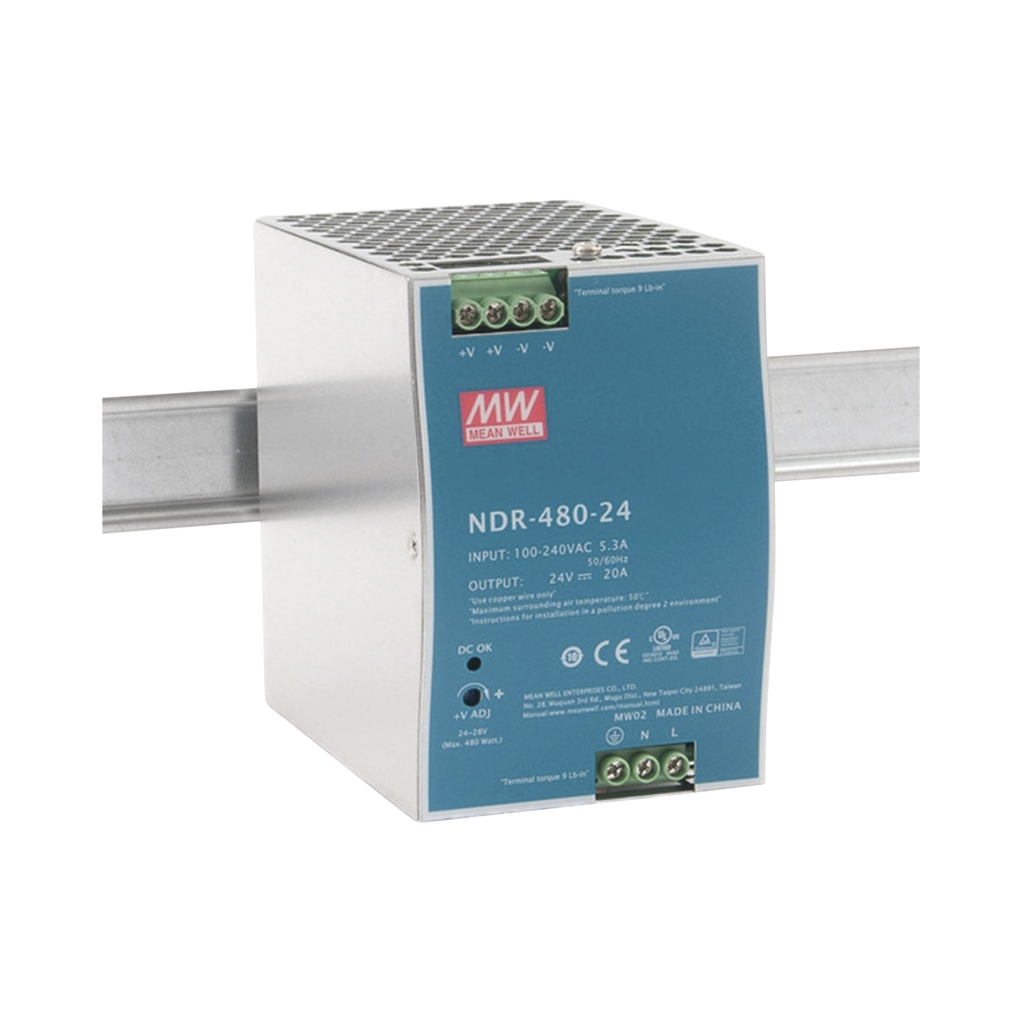 Fuente De Poder Industrial De 480W, Salida 24 Vcd, Para Montaje En Riel Din