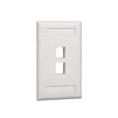 Placa De Pared Vertical, Salida Para 2 Puertos Keystone, Con Espacios Para Etiquetas, Color Blanco Mate