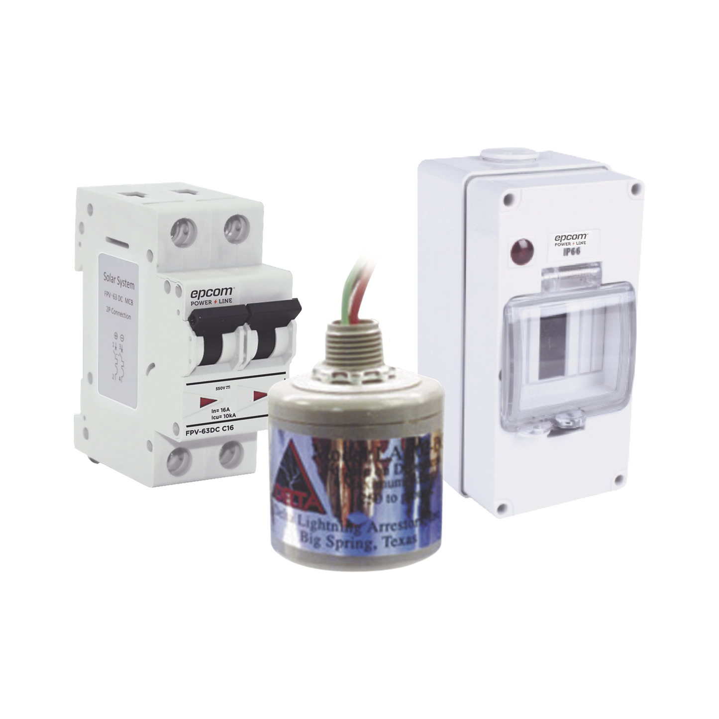 Kit De Centro De Carga Para Corriente Directa, Breaker De Hasta 800 Vcd De 16 A Con Supresor De Descargas Atmosféricas.