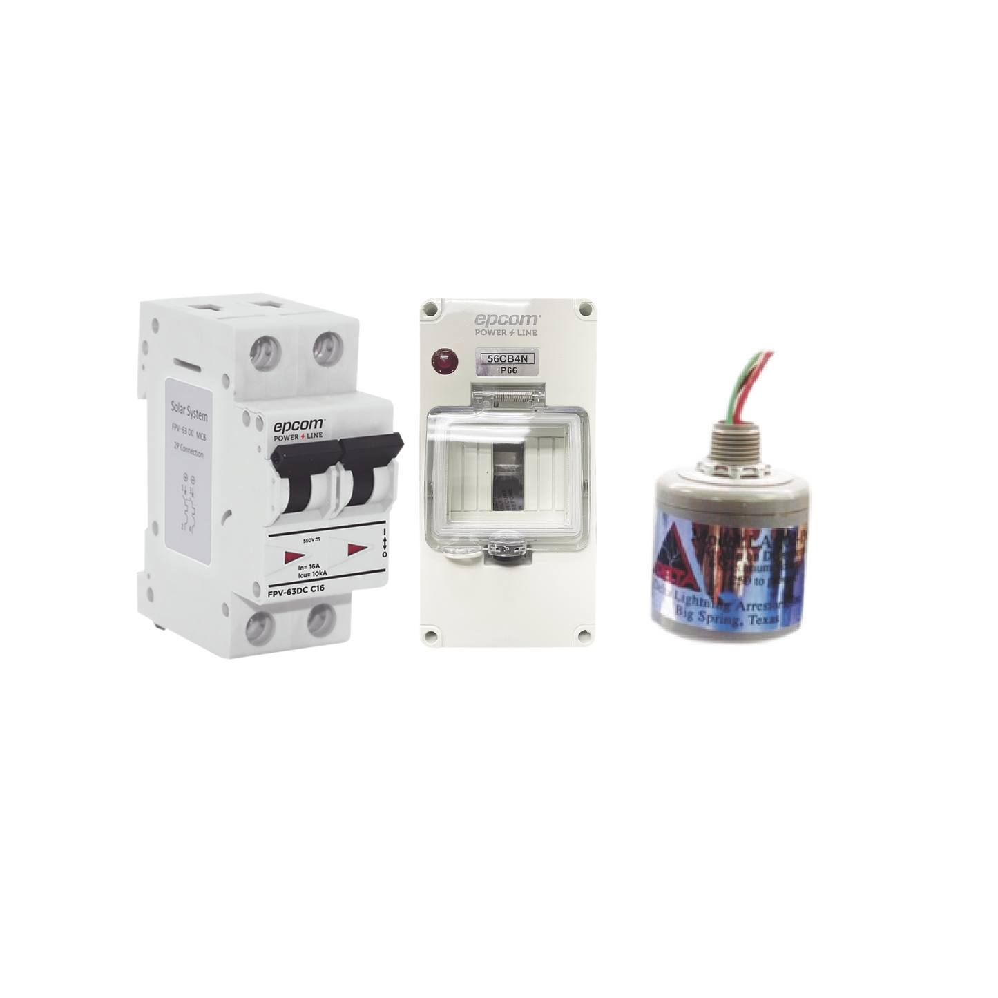 Kit De Centro De Carga Para Corriente Directa, Breaker De Hasta 800 Vcd De 32 A Con Supresor De Descargas Atmosféricas.