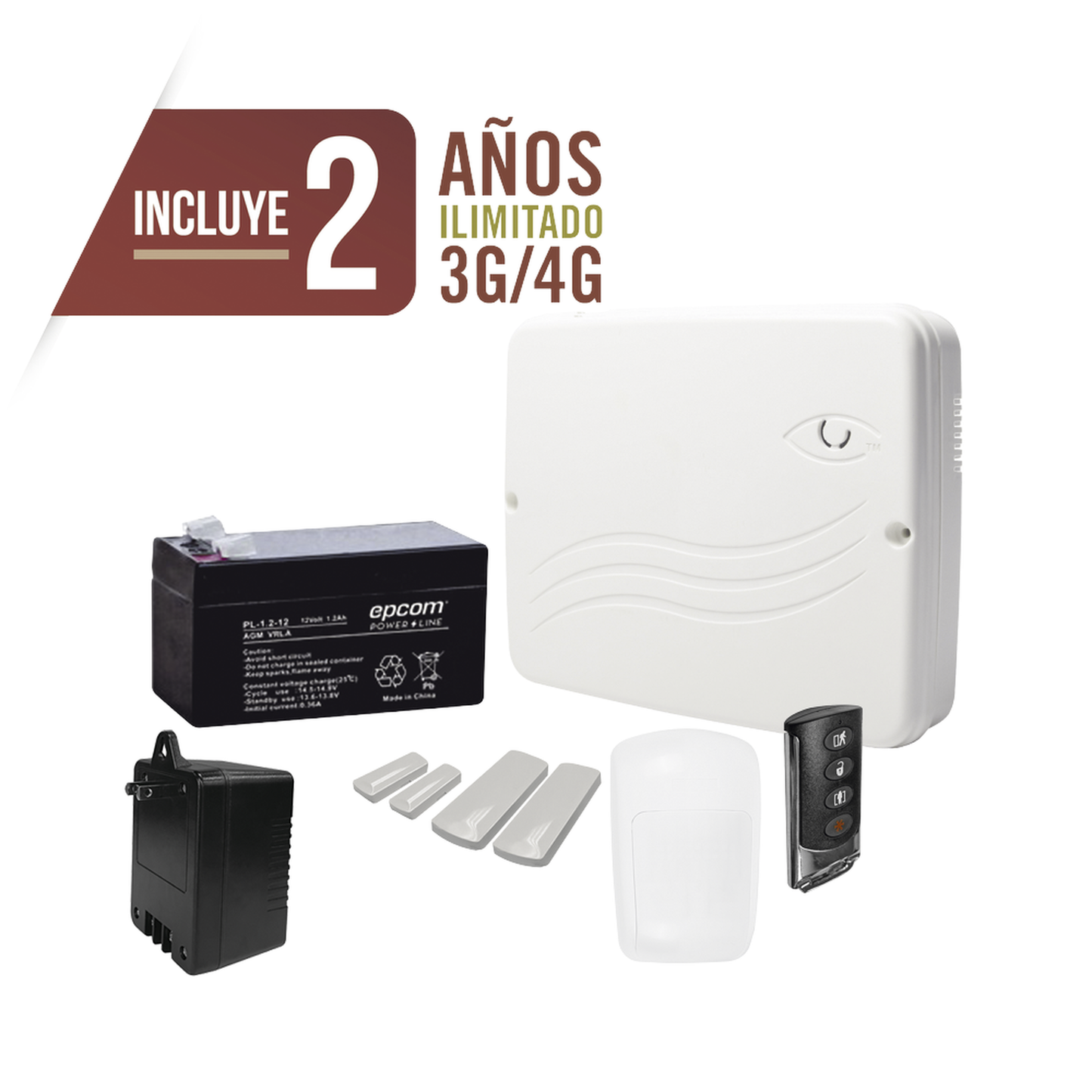 Kit Alarma Cloud Híbrido/Comunicador 4G Lte Integrado/8 Zonas Cableadas, 32 Inalambricas /Programación 100% Vía Web