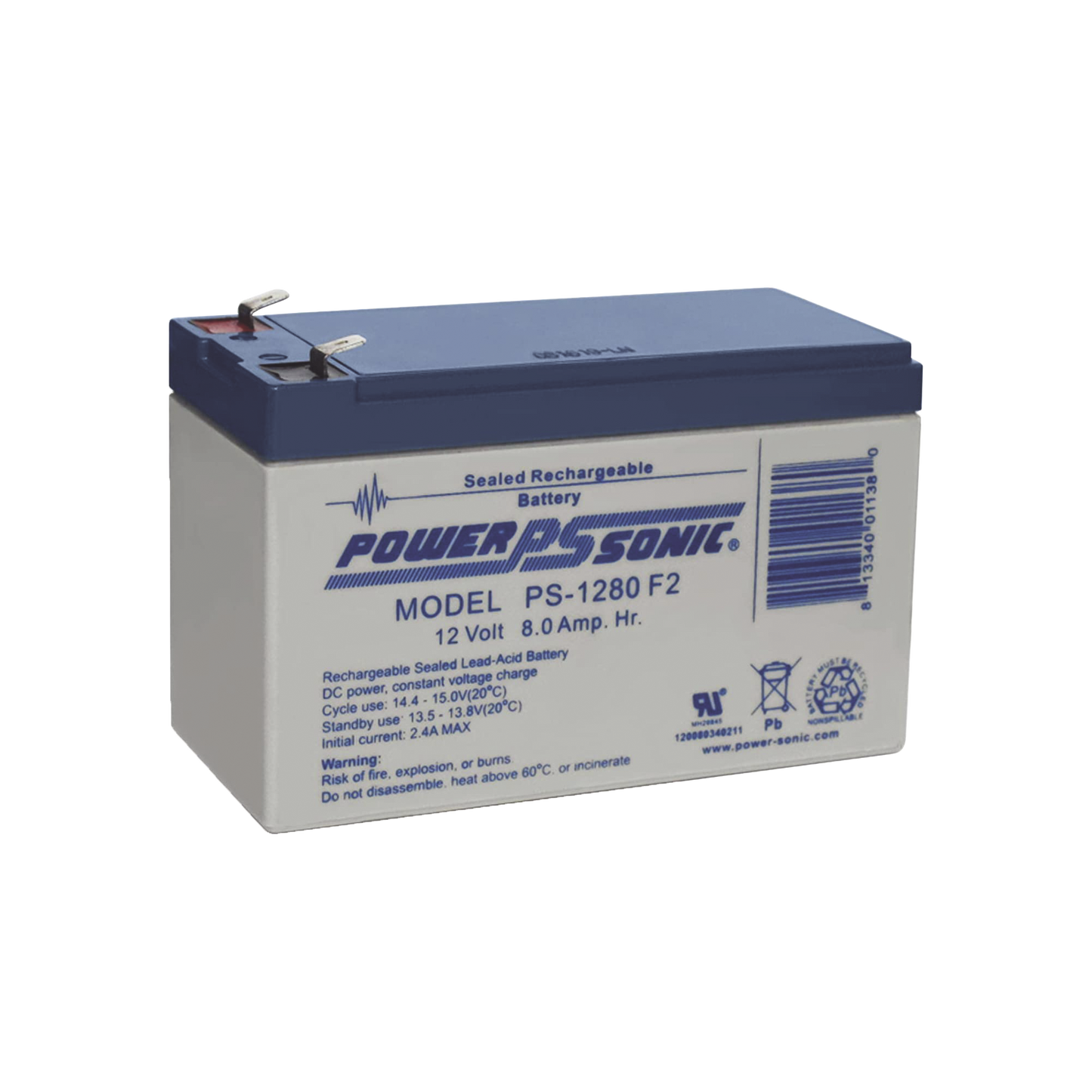 Batería De Respaldo Ul De 12V 8Ah / Ideal Para Sistemas De Detección De Incendio / Control De Acceso / Intrusión / Videovigilancia / Terminales Tipo F2