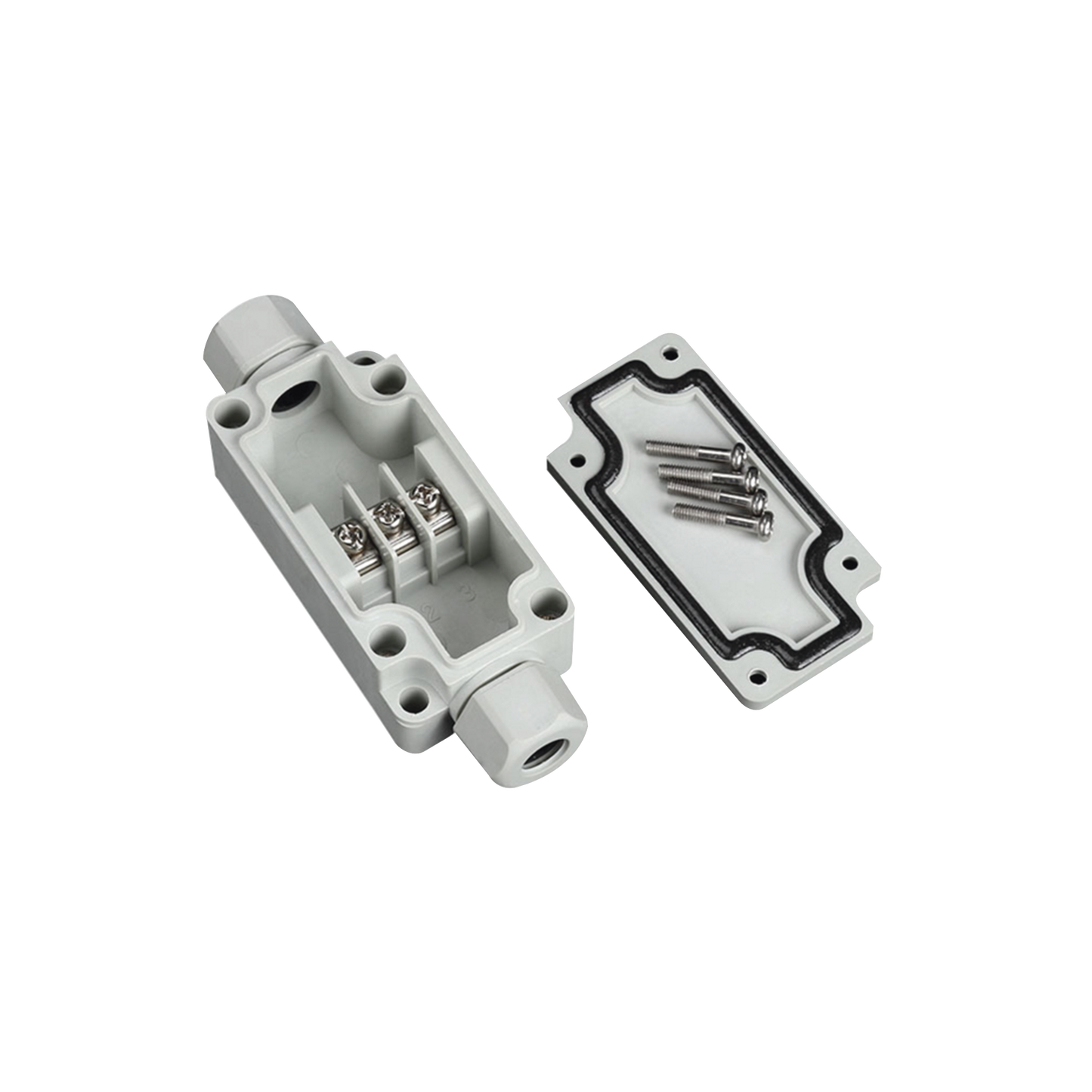 Caja De Conexión Exterior Con Terminales Intermedias Para 3 Líneas (Tornillo Simple). Incluye Glándulas.