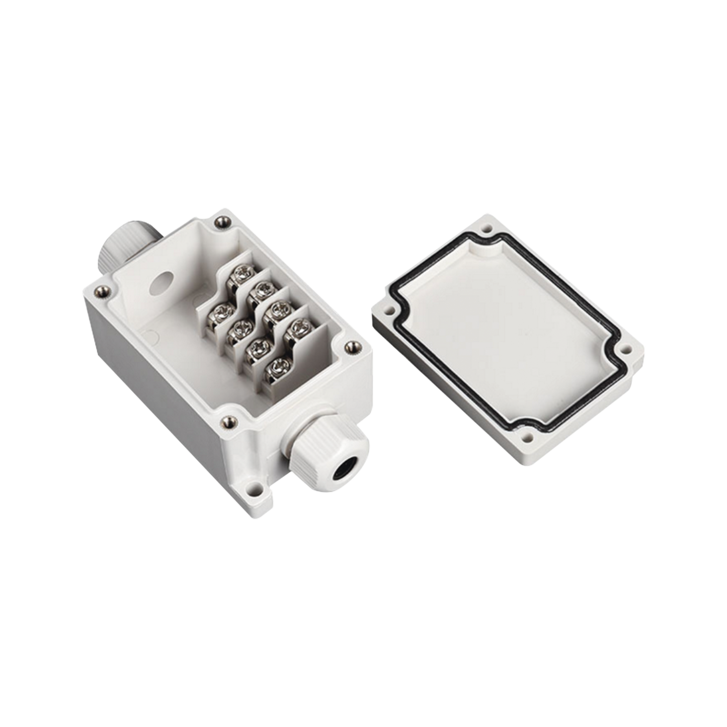 Caja De Conexión Exterior Con Conexión Lateral Para 4 Líneas (Doble Tornillo). Incluye Glándulas.