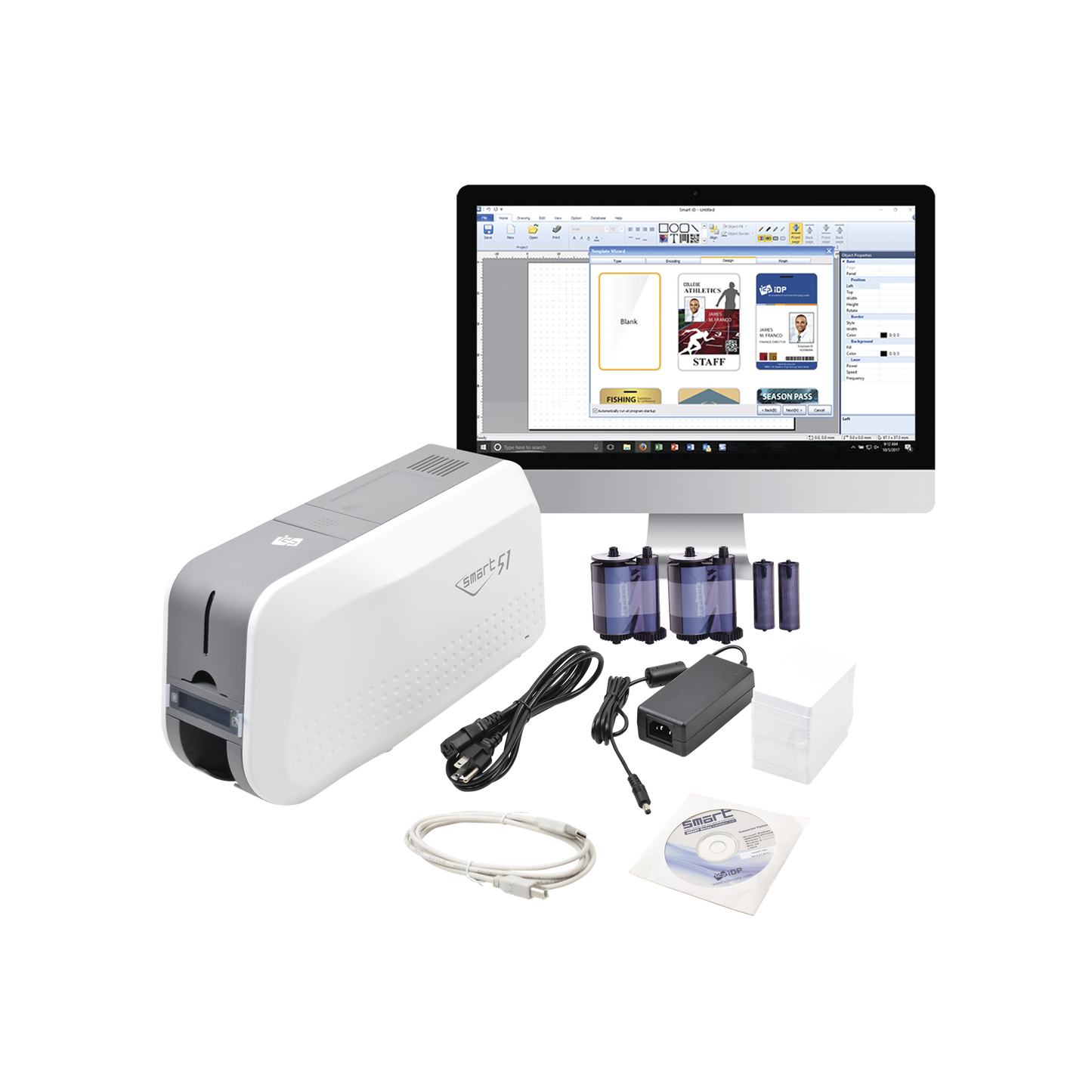 Kit De Impresora Tarjetas De Pvc / Puede Crecer A Laminador/ Una Cara / Incluye: 2 X Ribbon A Color, 100 Tarjetas Pvc, Kit De Limpieza, Software