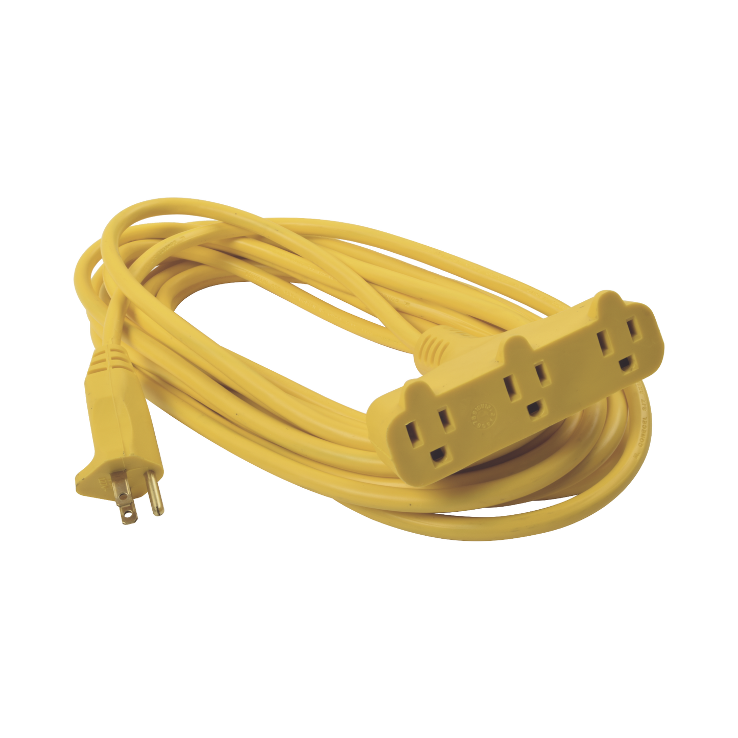 Extensión Eléctrica De Uso Rudo 8 Metros, (127Vca/ 10A Máximo) Clavija 3 Patas Con 3 Salida Tipo Abanico Color Amarilla.