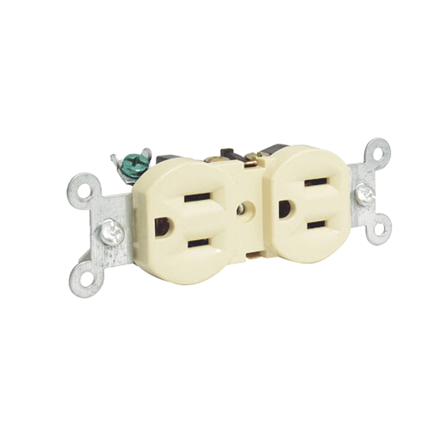 Contacto Dúplex Tapa Marfil Base Negra 15A 127 Vca