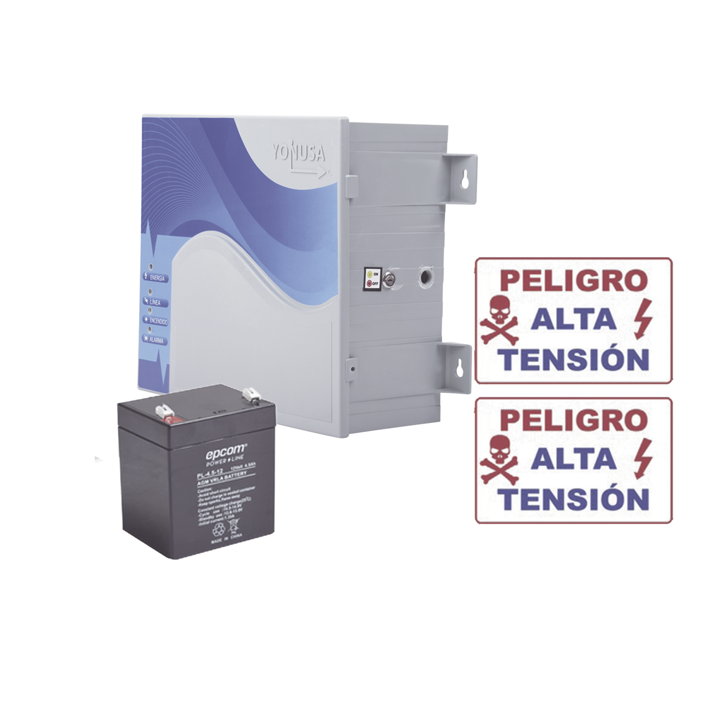 Kit De Energizador De 12,000Volts-.9Joules/2500 Mts Lineales De Proteccion/Activado Por Atenuación De Voltaje,Corte De Línea O Aterrizamiento De La Línea/Integración A Panel De Alarma.