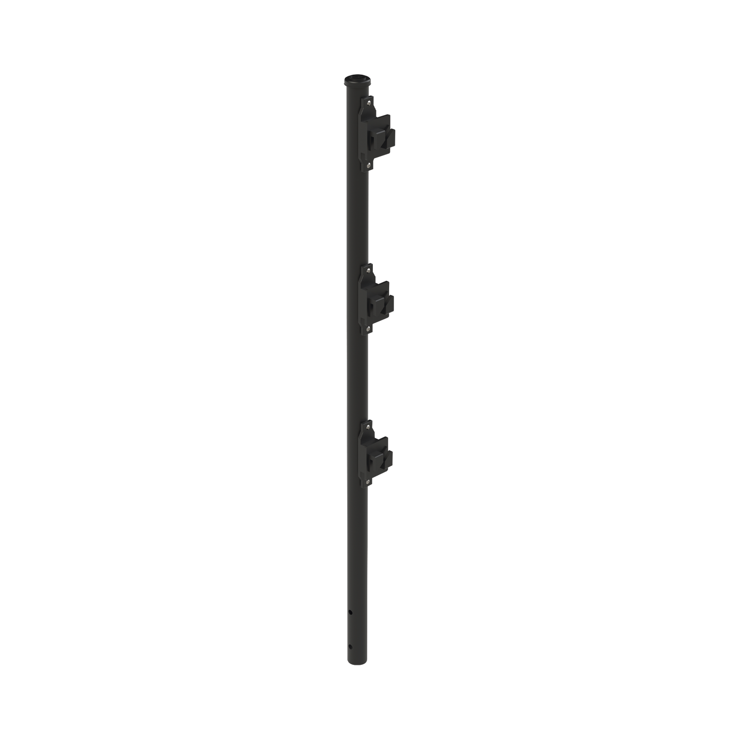 Poste De Paso Negro De 0.75M Para Cerca Electrificada. Tubo Galvanizado Cal. 18 De 1"Diam. Con Tapón Y 3 Aisladores Instalados.