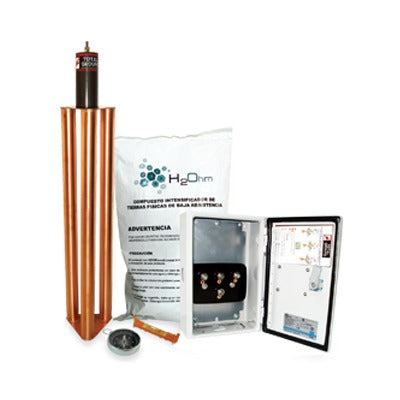 Kit De Puesta A Tierra De 100 Amperes Con Electrodo, Filtro, Acoplador Y Compuesto H2Ohm.