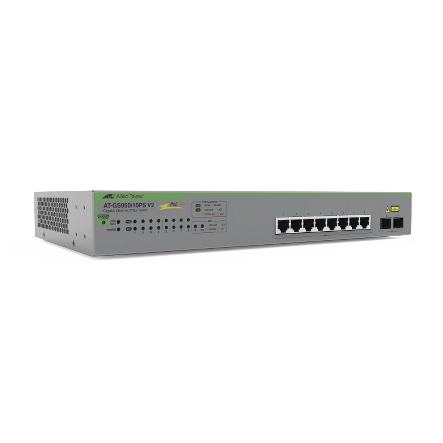 Switch PoE+ Gigabit WebSmart de 10 puertos 10/100/1000 Mbps (2 x Combo) + 2 puertos gigabit SFP (Combo), 75 W