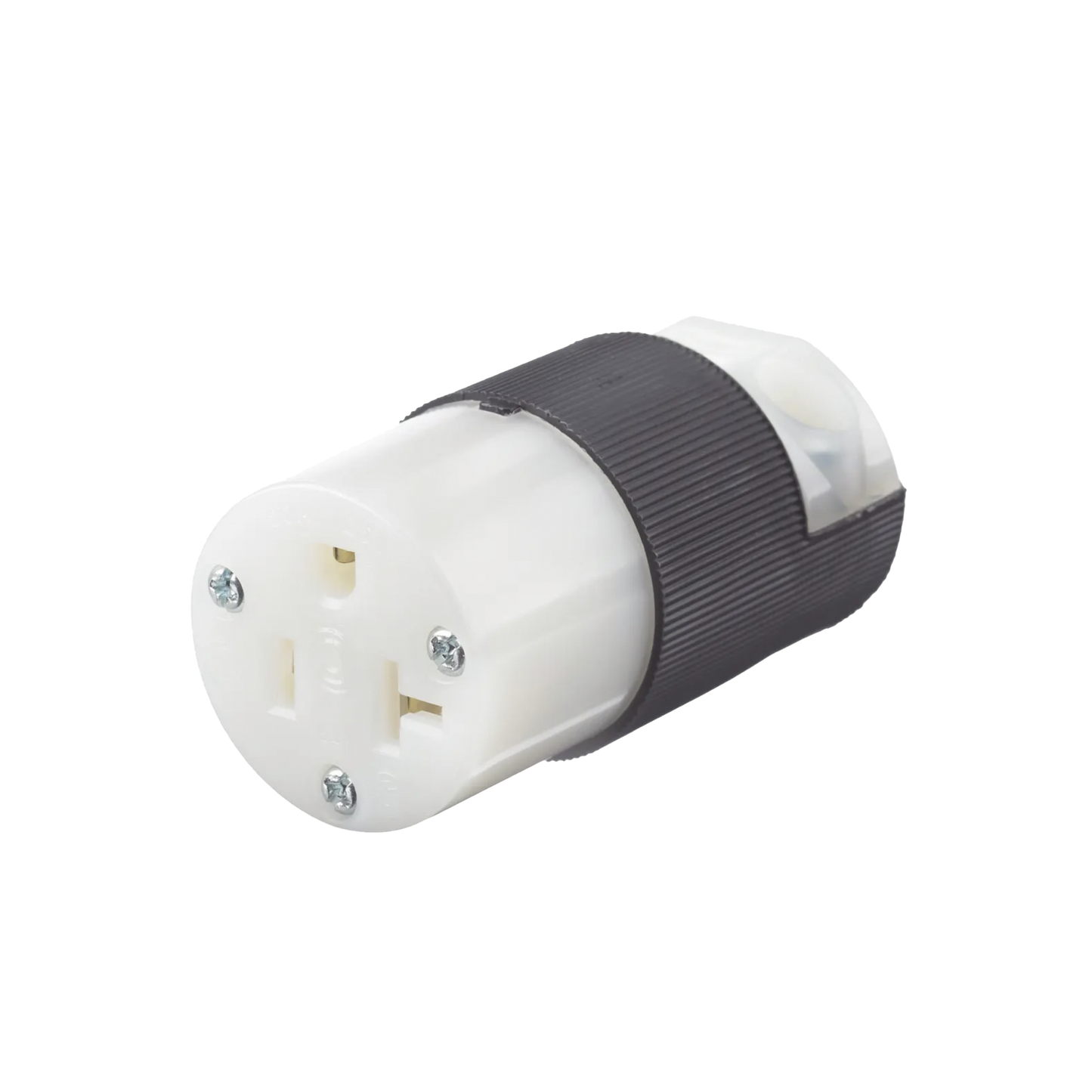 Conector Entrada Recta/ 20 A 125V/ 2 Polos 3 Hilos/ Nema 5-20 R/ Grado Industrial- Comercial / Color Negro-Blanco.