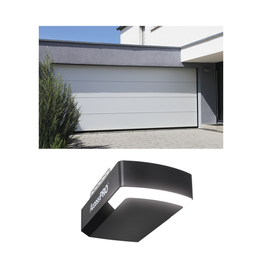 KIT COMPLETO Puerta GARAGE127 / Lisa Linea Central / Color blanco / Insulada / Incluye Motor FS1000APP / 1/2HP / Fuerte/Silencioso/Luz LED/Motor DC .