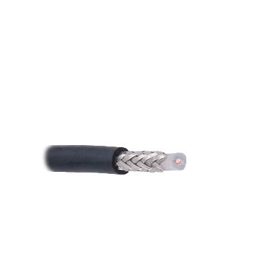 Cable coaxial RG BROADCAST RG58USYS, 20 AWG , blindaje de malla trenzada de cobre estañado ( CuSn ) 96%, aislante de polietileno sólido. Hecho en México / Intemperie