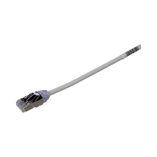 Patch Cord Cat6A, Diametro Reducido 28 AWG, Blindado S/FTP, CM/LS0H, 1 m, Color Gris