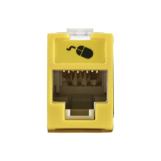 Jack UltraMAX Cat5e, UTP, Montaje híbrido en Placa de Pared (Plano y Angulado), Color Amarillo, Punch Down