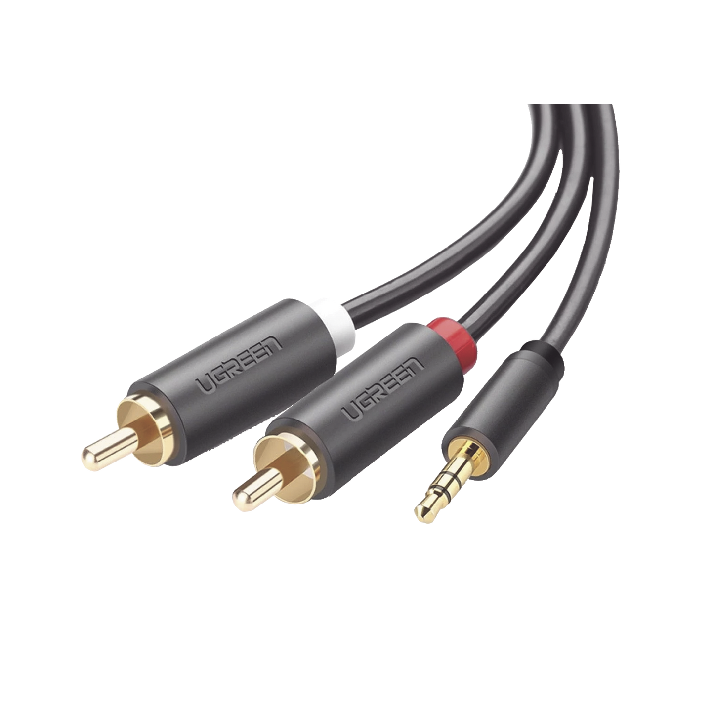 Convertidor de Alta Calidad 3.5mm Macho a 2 RCA Macho, 3 Metros Color Gris