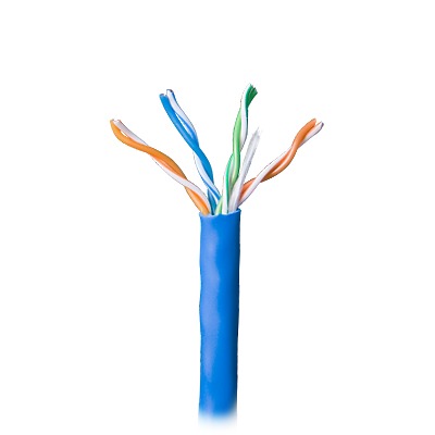 Bobina De Cable Par Trenzado Nivel 5 (Cat 5E), Cmr, De Color Azul, De 4 Pares De Conductores Sólidos De Cobre Awg 24, Para Aplicaciones De Cctv/Redes De Datos/Ip Megapixel/Control Rs485