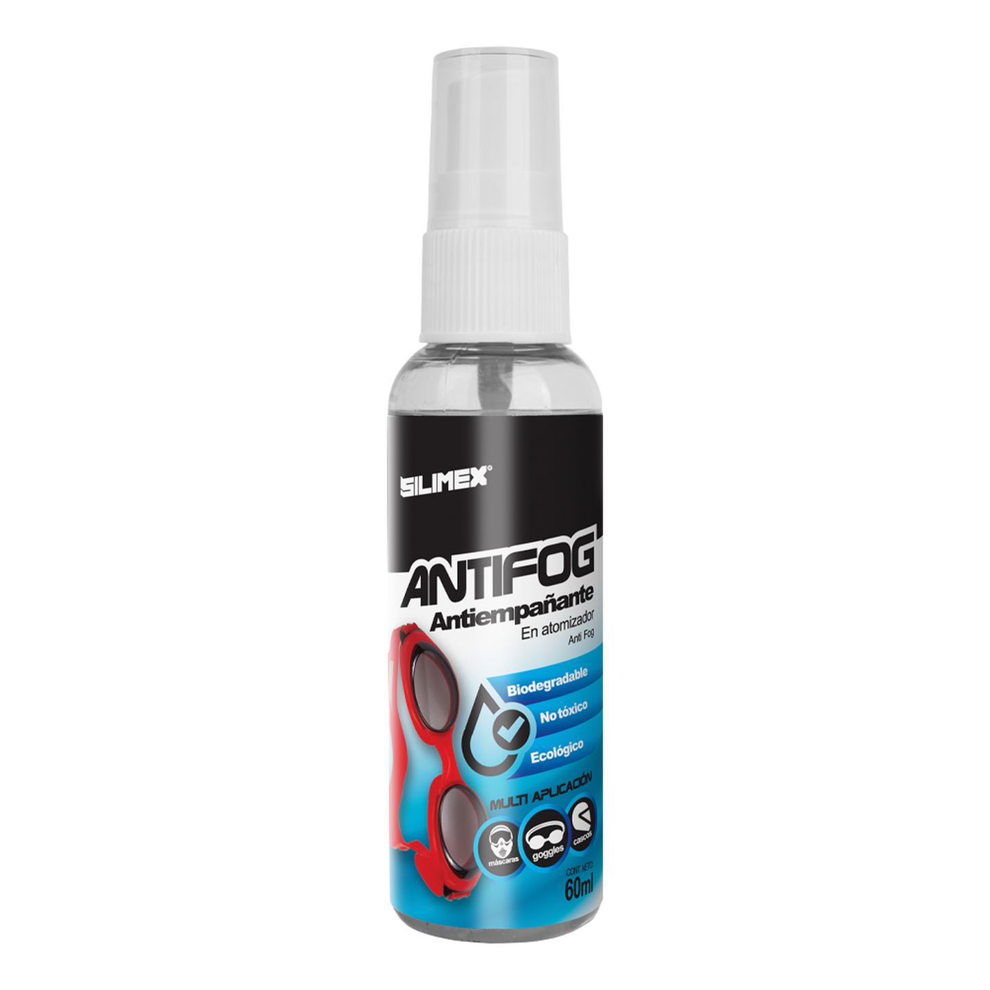 Antiempañante, Ideal Para Eliminar Problemas De Empañamiento En Googlees, Mascaras, Cascos, Lentes, Bote 60 Ml