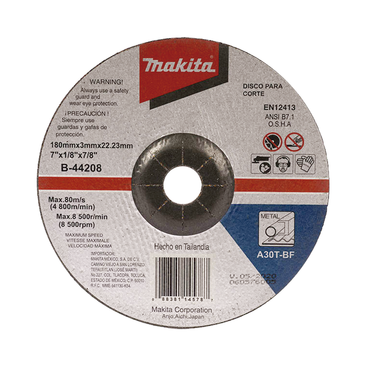 Disco De Corte Para Metal De 7"