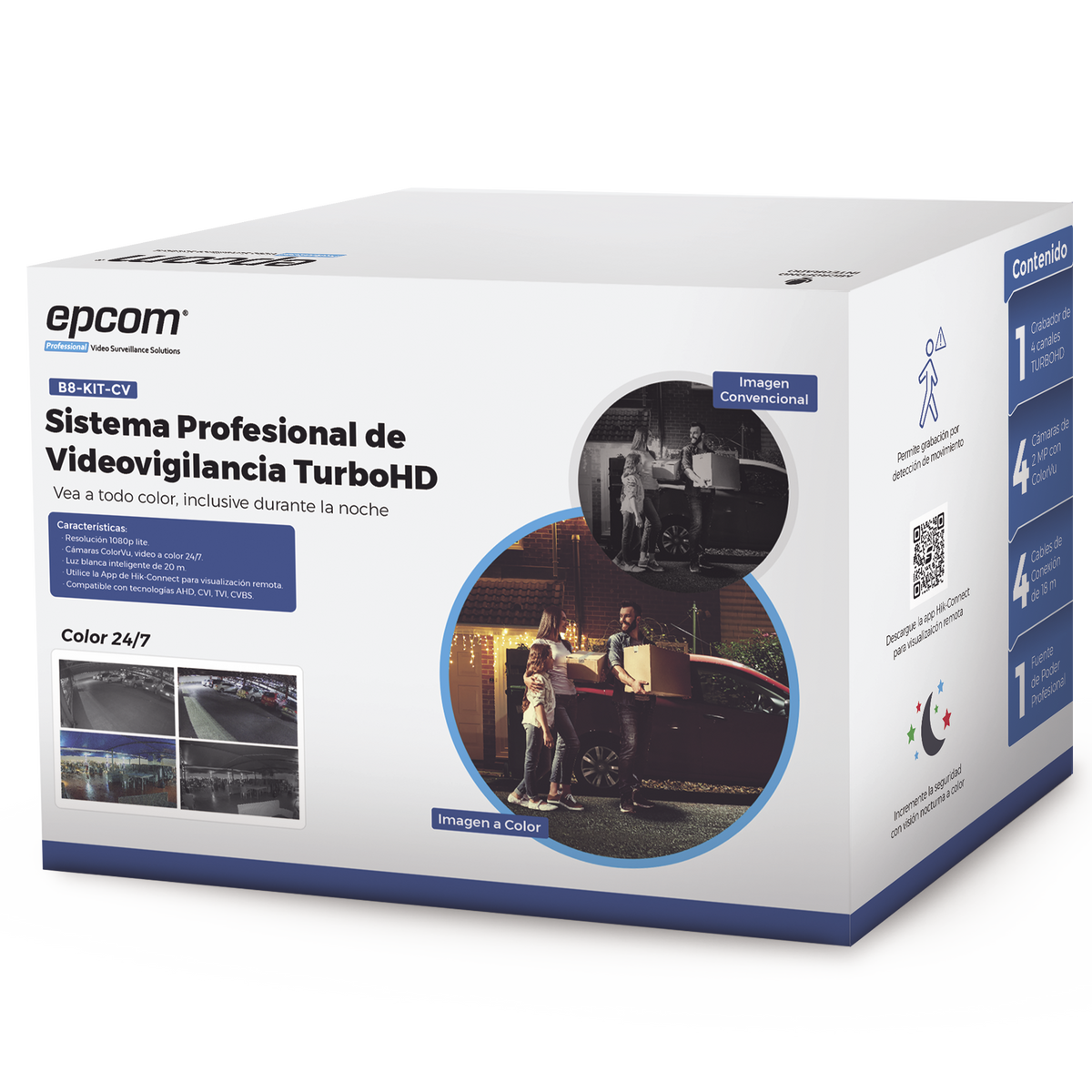 Kit Turbohd 1080P Lite / Dvr 4 Canales / 4 Cámaras Bala 2Mp Colorvu / Fuente De Poder / Accesorios De Instalación