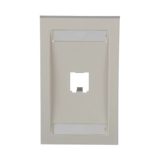 Placa De Pared Vertical Ejecutiva, Salida Para 1 Puerto Mini-Com, Con Espacios Para Etiquetas, Color Blanco Mate