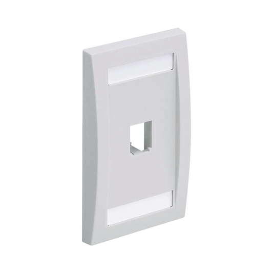 Placa De Pared Vertical Ejecutiva, Salida Para 1 Puerto Mini-Com, Con Espacios Para Etiquetas, Color Blanco