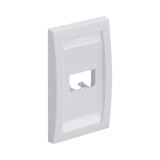 Placa De Pared Vertical Ejecutiva, Salida Para 2 Puertos Mini-Com, Con Espacios Para Etiquetas, Color Blanco