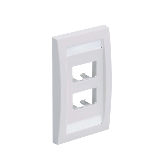 Placa De Pared Vertical Ejecutiva, Salida Para 4 Puertos Mini-Com, Con Espacios Para Etiquetas, Color Blanco