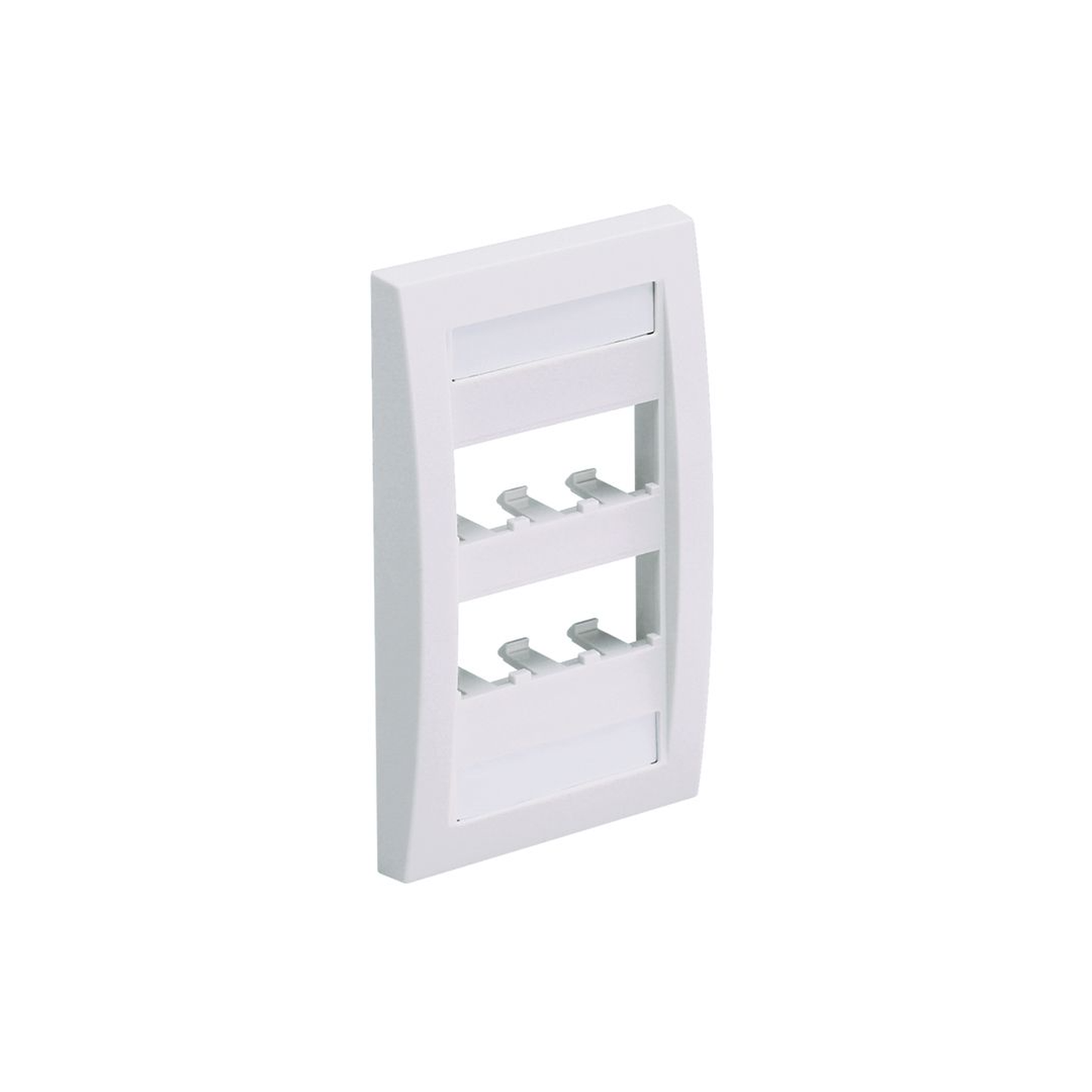 Placa De Pared Vertical Ejecutiva, Salida Para 6 Puertos Mini-Com, Con Espacios Para Etiquetas, Color Blanco Mate