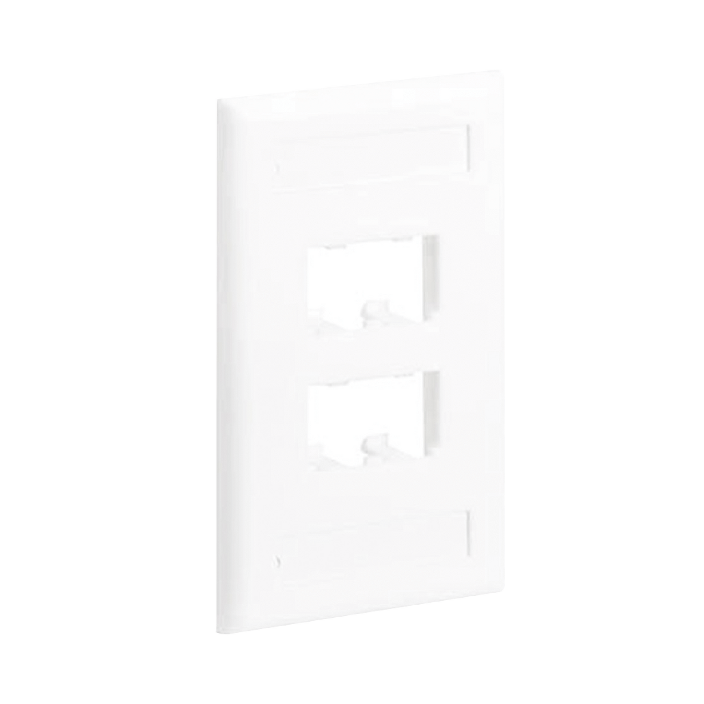 Placa De Pared Vertical Clásica, Salida Para 4 Puertos Mini-Com, Con Espacios Para Etiquetas, Color Blanco