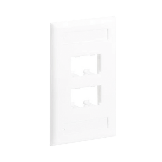 Placa De Pared Vertical Clásica, Salida Para 4 Puertos Mini-Com, Con Espacios Para Etiquetas, Color Blanco