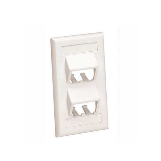 Placa De Pared Vertical Clásica, Salida Para 4 Puertos Mini-Com Inclinados, Con Espacios Para Etiquetas, Color Blanco Mate