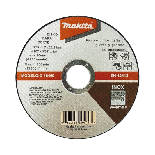 Disco De Corte De 7/8" De Acero Inoxidable, Diámetro De 4-1/2"