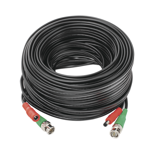 Cable Coaxial Armado Con Conector Bnc (Video) Y Alimentación / Longitud De 20 Mts / Optimizado Para Cámaras 4K / Uso En Interior