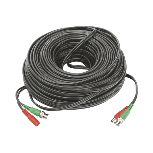 Cable Coaxial Armado Con Conector Bnc (Video) Y Alimentación / Longitud De 50 Mts / Optimizado Para Cámaras 4K / Uso En Interior.