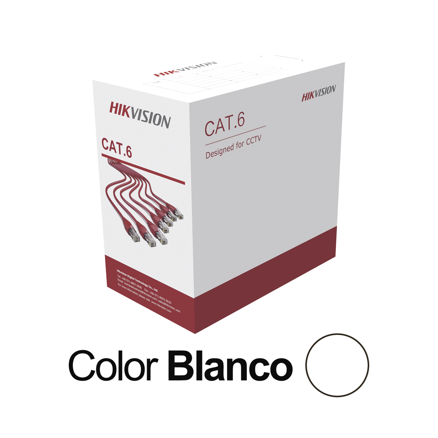 Bobina De Cable Utp 305 M., Cat6 (24 Awg), Color Blanco, Pvc (Cm), Uso En Interior, Cca, Para Aplicaciones De Cctv Y Redes De Datos