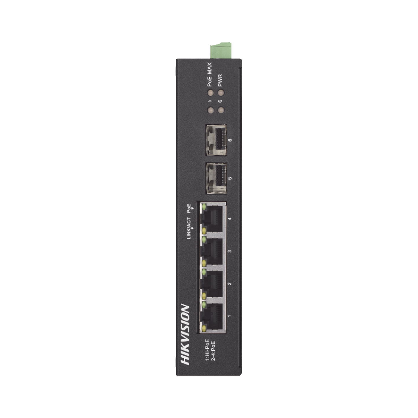 Switch Industrial Gigabit PoE+ / No Administrable / 4 puertos 10/100/1000 Mbps PoE+ (30W) + 1 puerto 10/100/1000 PoE++(60W) / 2 puertos SFP / 60 W