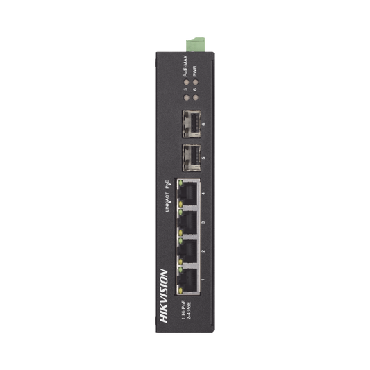 Switch Industrial Gigabit PoE+ / No Administrable / 4 puertos 10/100/1000 Mbps PoE+ (30W) + 1 puerto 10/100/1000 PoE++(60W) / 2 puertos SFP / 60 W