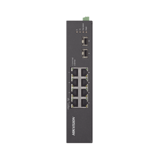 Switch Industrial Gigabit PoE+ / No Administrable / 6 puertos 10/100/1000 Mbps PoE+ (30W) + 2 puertos 10/100/1000 PoE++(60W) / 2 puertos SFP / 110 Watts